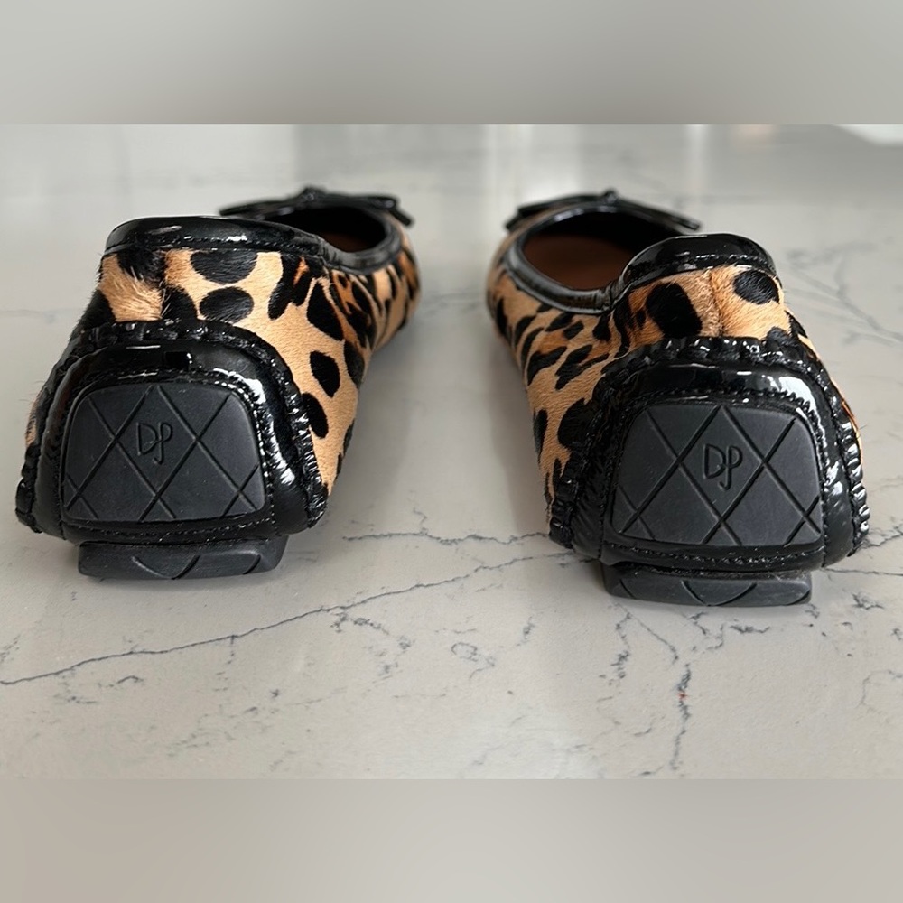 Donald J. Pliner Black Tan Leopard Print Calf Hair and Leather Ballet Flats - Picture 3 of 8
